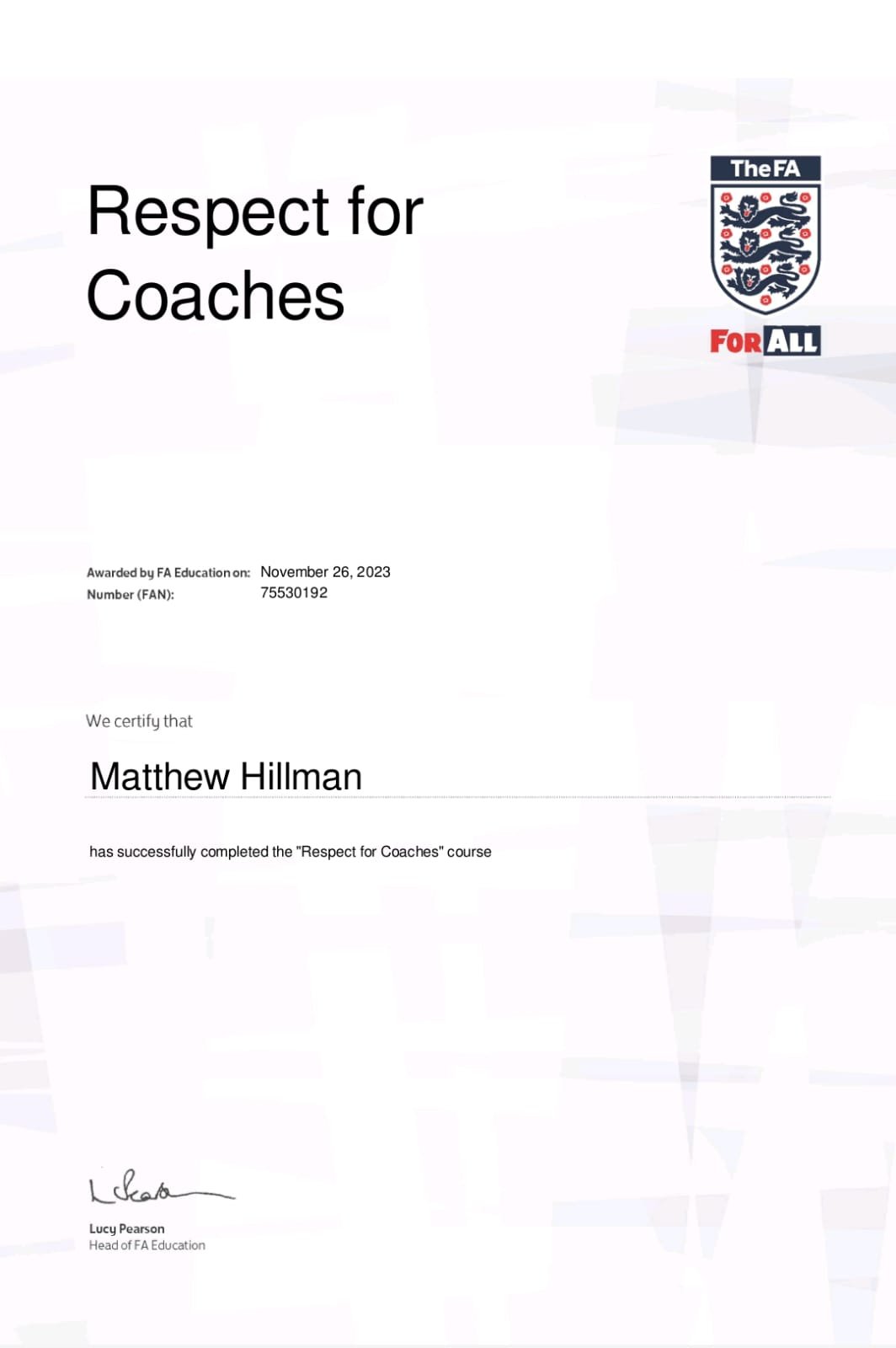 FA Respect for Coaches